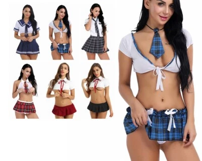 Plus Size Sexy School Girl Lingerie Cosplay Fancy Skirt  T-shirt Uniform Costume - Image 1 of 3