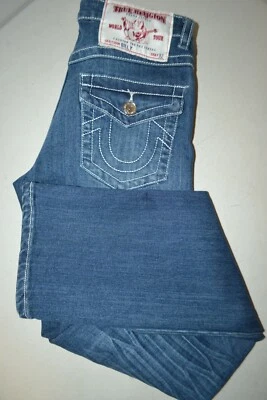 True Religion Women's Billy Straight Pocket Flaps Blue Denim Jeans Sz 27x32 - Image 1 of 4