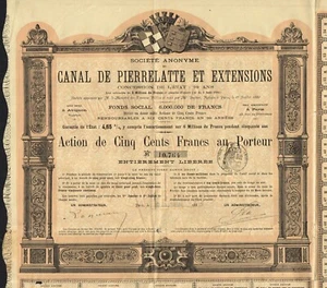 FRANCE PIERRELATE CANAL & EXTENSIONS stock certificate/bond - Picture 1 of 1