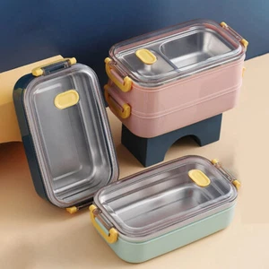 Stainless Steel Portable Bento 1 layer Lunch Box School Children food container - Picture 1 of 6