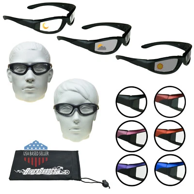 Gafas de sol acolchadas de espuma de transición para motocicleta día noche motociclista fotocromáticas Foto 1 de 4