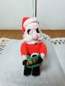Vintage Knitted Santa Angel Christmas Ornament 4.5" Long - Picture 1 of 7