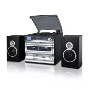 Trexonic 3-Speed Vinyl Turntable Home Stereo System with CD Player, Double Casse - Picture 1 of 1