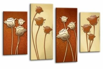 Floral Wall Art Cream Living Room Bedroom Framed Canvas Picture Ready to Hang - Image 1 of 4