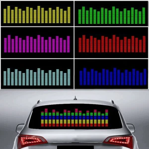 LED Car Rear Window Music Rhythm Light Sound Activated Equalizer Lamp Sticker - Picture 1 of 19