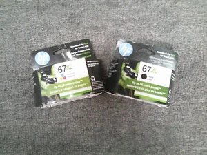 Jeu d'encre 3YM57AN noir 3YM58AN tri-couleur neuf authentique HP 67XL haut rendement 04/2026 - Photo 1/1