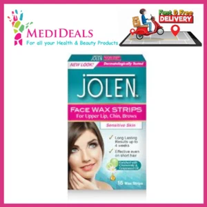 Jolen Face Wax Strips for Chin, Upper Lips, Brows Sensitive Skin 16's - Multiple