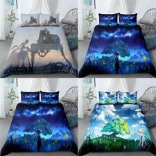 Dark Blue Galaxy Firefly Tree Quilt Duvet Cover Set Pillowcase Children Full