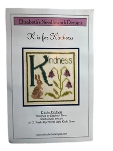 Elizabeth's Needlework Designs K is for Kindness Kreuzstich Monogramm Hase - Bild 1 von 3