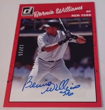 BERNIE WILLIAMS AUTO CARD Panini Donruss NY YANKEES AUTOGRAPH 12/15!! BONUS #'d!