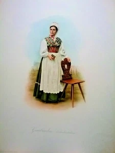 1896 SVIZZERA COSTUMI GRAUBUNDEN VORDERRHEINTALERIN - Imagen 1 de 1