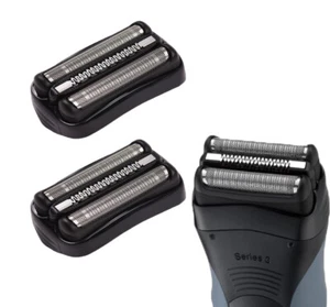 Paquete de 2 cabezales de afeitado eléctricos de repuesto 21B láminas de afeitado aptas para Braun Serie 3 - Imagen 1 de 13