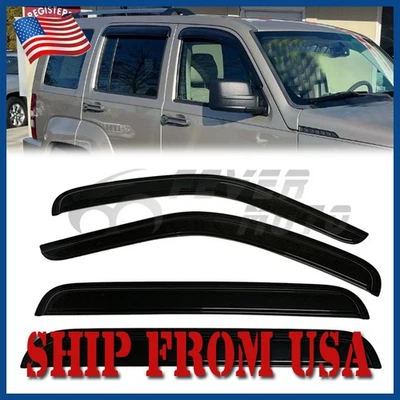 Fit 2008-2013 Jeep Liberty Window Visors Rain Guards Wind Deflectors Smoke Foto 1 de 4