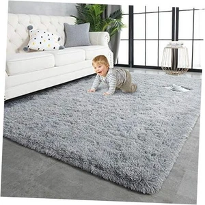 Super Soft Shaggy Rugs Fluffy Carpets, Indoor Modern Plush Area 5x8 Feet Grey - Picture 1 of 8