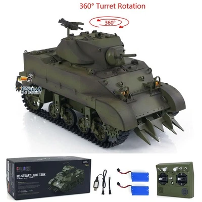 1/16 RTR RC Tank US M5A1 Stuart VI Radio Control Light Battle Tank Two Battery - Image 1 of 4