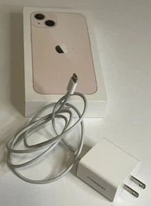 Apple iPhone 13 128 Go Rose MLA73LL/A - Téléphone portable boîte vide et cordon de charge - Photo 1 sur 7