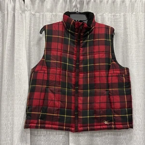 American Living Vest Women’s XL Red Plaid Puffer Vest Sleeveless Quilted Pockets - Picture 1 of 7
