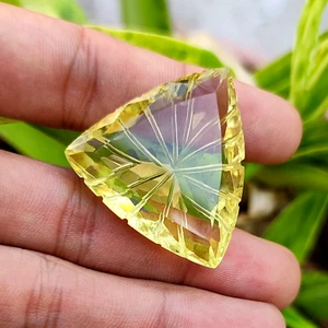 Natürlicher 84,90 ct Billionen Form Zertifiziert Schnitzerei Gelber Citrin Lose Edelstein - Bild 1 von 7