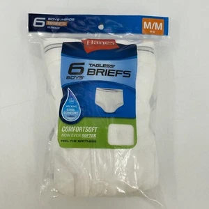 Hanes Boys' White Briefs Value 6-Pack (White - M) - Picture 1 of 1