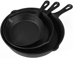 Toque Non Stick Frying Pan Set 3PCS Cast Iron Steak Skillet BBQ Cookware Frypan - Picture 1 of 9