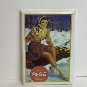 Coca-Cola Winter Ice Skater Retro Pocket Mirror 2”x3” NEW - Picture 1 of 7