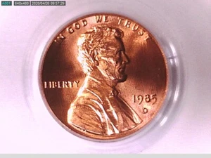1985 D Lincoln Memorial Cent PCGS MS 67 RD 20796561 Video - Picture 1 of 3