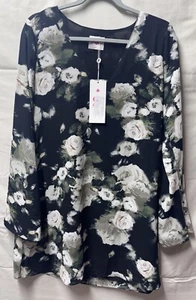 Buddy Love all over Floral Print Dress Taya Womens Bell Sleeves Lined size Small - Picture 1 of 11