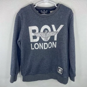 BOY LONDON Boys Kids Dark Grey Crew Neck Sweatshirt w/Logo Chest Size 130 US 6-7 - Picture 1 of 3
