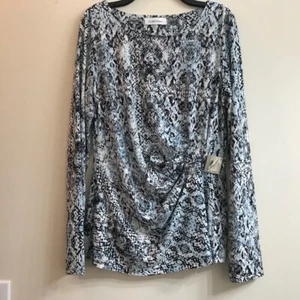 Top elástico Calvin Klein negro/blanco/azul claro estampado lateral, talla pequeña - Imagen 1 de 9