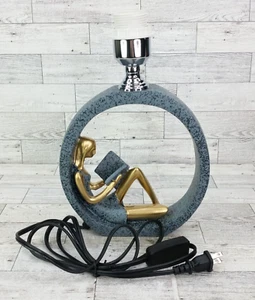 Bas Bleu Modern Girl Reading Table Lamp Gold Blue Desk Lamp **No Shade** - Picture 1 of 16