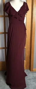 Morilee Women’s Formal Gown Gown 6 Burgundy Chiffon Bridesmaid Prom Evening Wear - Picture 1 of 12