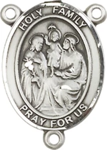 Sterling Silver Holy Family Rosary Centerpiece Medal, 3/4 Inch - Picture 1 of 1