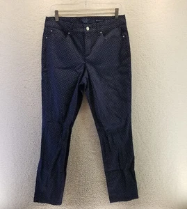 Charter Club Bristol Skinny Ankle Polka Dot Pants Womens Size 8 High Rise Blue - Picture 1 of 9
