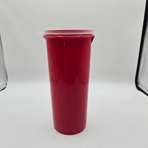 Tupperware Container 262-7 Red Bottom Clear Lid 733-7 ~ 8.5" x 3" - Picture 1 of 5