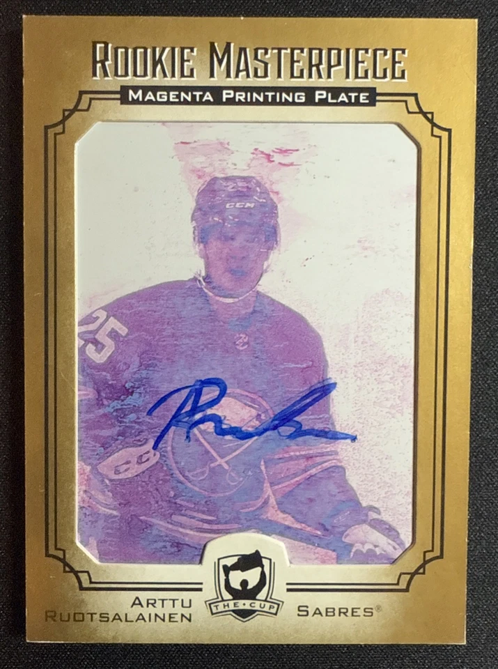 2021-22 UD The Cup Magenta Printing Plate RC Arttu Ruotsalainen 1 /1 Sabres - Image 1 of 2