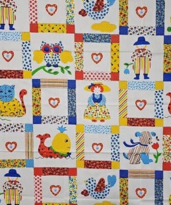 Vtg 1978 Pattern Rights Inc Applique Cheater Quilt Cotton Fabric 55x43" Hoot Owl - Image 1 of 4