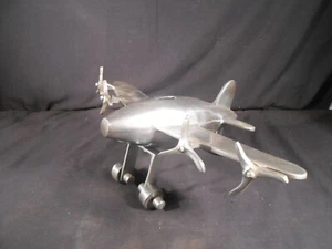 Vintage Cast Aluminum Art Deco Airplane Coin Bank - Picture 1 of 7