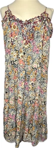 Vestido Solero Natural Life Floral Bordado en Niveles Midi-Largo Correas de Espagueti L/XL - Imagen 1 de 14