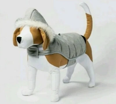 NUEVO CON ETIQUETAS Botas y Chaleco acolchado gris corteza con capucha para perro, tallas grandes y grandes Foto 1 de 4