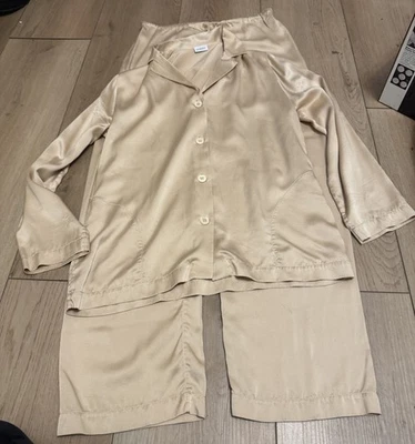 LA Perla 2 Pc Silk Satin Pajama Set italy Beige Small - Image 1 of 4