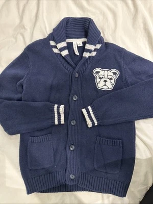 Janie and Jack  Boy Sz 6 Varsity Bull Dog Cardigan Knit Sweater Cardigan. - Image 1 of 4