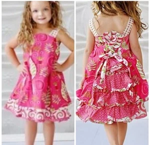 Jelly the Pug Pink Patty Dress Ruffle Style #18 Tie Back Size 4T 100% Cotton - Picture 1 of 9