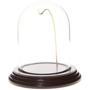 Plymor 3" x 4" Watch Glass Dome Cloche (Dark Mahogany Veneer Base & Gold Wire) - Picture 1 of 1