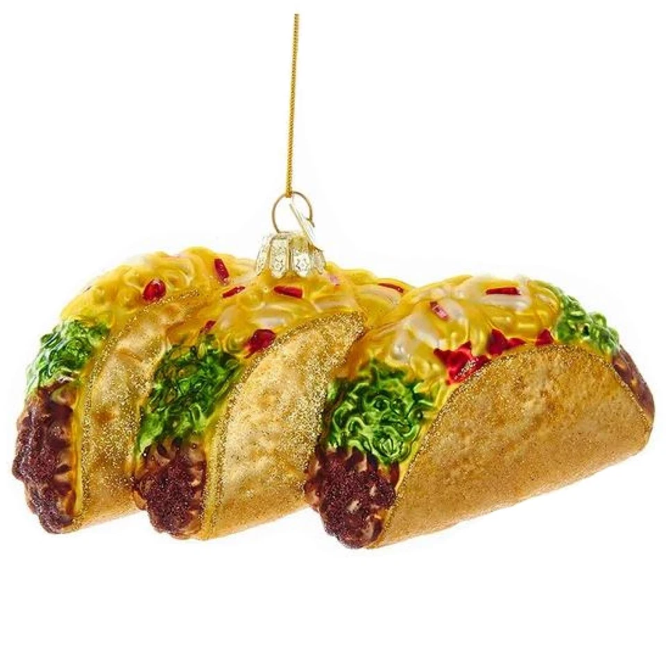 Noble Gems Three Tacos Glass Christmas Tree Ornament NB1135