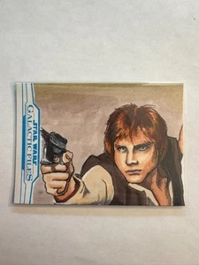 2018 Topps Star Wars Galactic Files Han Solo Sketch Art Card By Christian Parker - Picture 1 of 2