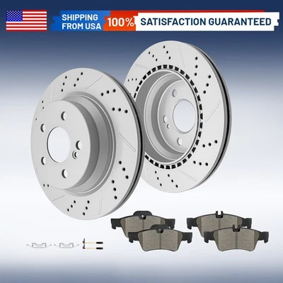 Rotores de disco perforados traseros y almohadillas de cerámica para Mercedes-Benz E320 E350 E500 CLS550 Foto 1 de 4