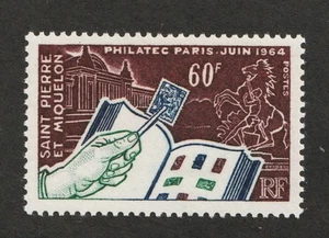 1964 St-Pierre et Miquelon Sc# 369 - Paris Philatec, stamp on stamp. MH Cv$11.00 - Picture 1 of 1