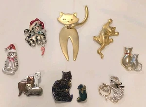 Lote de 9 Broches/Alfileres Gato De Colección - Ahora Algunos Firmados, Articulados, 2 Navidad ¡LINDOS! - Imagen 1 de 24