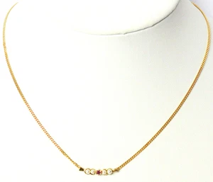 FBM Collier Halskette 8 Karat 333 Gold 3,3 g Gelbgold Perlen Granat - Picture 1 of 3