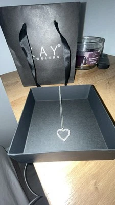 Diamond Heart Necklace 1/10 ct tw 10KWhite Gold 18" - Image 1 of 3